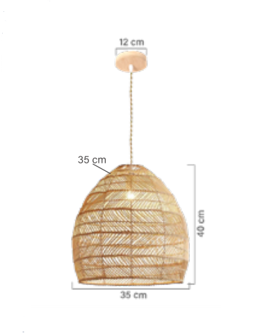 Medidas do Lúminaria Pendente Rattan de Palha Nova Guine Detalhes